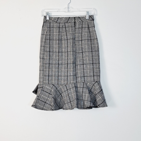 Dark Academia Plaid Silva Check Faux Wrap Tweed Look Skirt - Picture 6 of 6